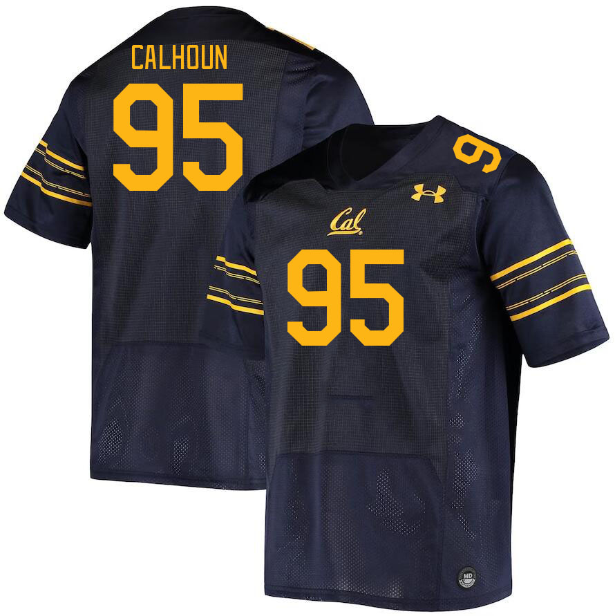Men #95 Akili Calhoun California Golden Bears College Football Jerseys Stitched Sale-Navy